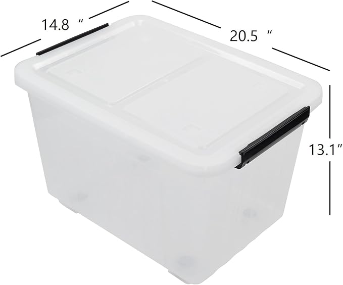 4-Pack Plastic Storage Box 50 L Clear Large Storage Bin with Wheels