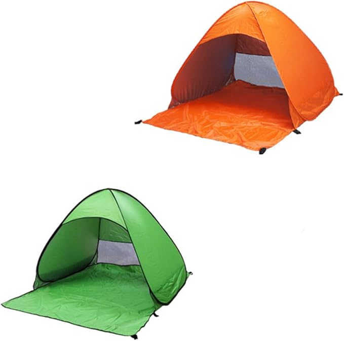 VOSAREA Portable Automatic Pop Up Beach Tent with Silver Coated UV Fabric Sun Shelter for Outdoor Camping and Traveling Rugged Structure with Ground Stakes Easy Instant Setup Green