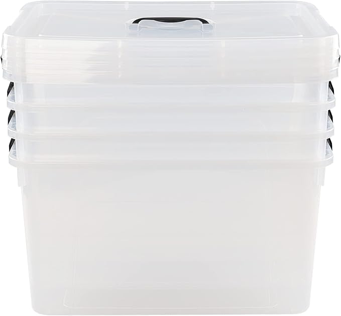 18 Quart Clear Plastic Storage Boxes 4-pack Storage Totes Containers with Lids