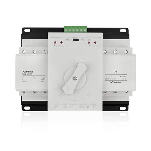 Dual Power Automatic Transfer Switch 110V 63A Outdoor Generator RV Transfer Switch 50HZ/60HZ Generator Changeover Switch(3P)