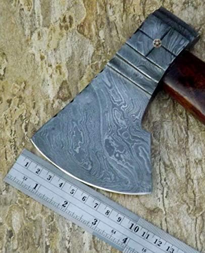 Axe Damascus Steel 16 Rose Wood Handle Axe/Hand Forged Woodsman Axe
