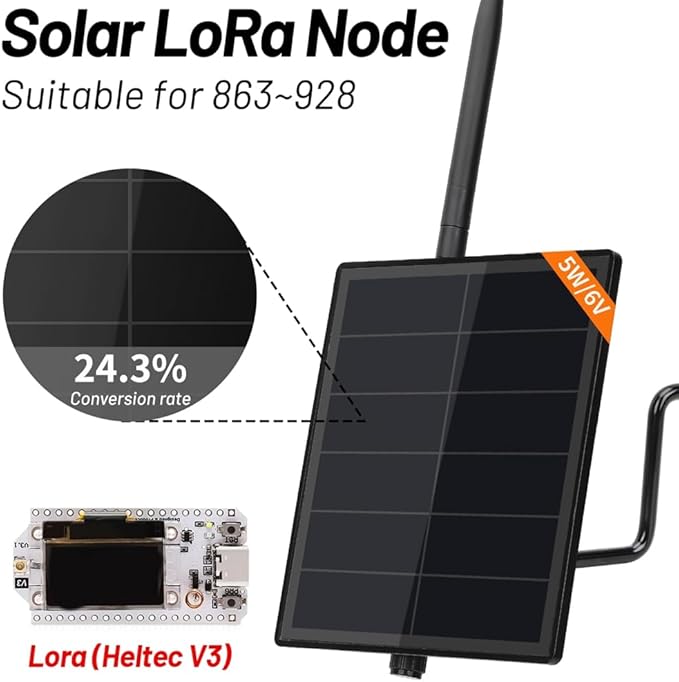 ESP32 SX1262 LoRa Built-in Battery D5 Solar Node with 5V Solar Panel ESP32 LoRa 32 V3 for WiFi Meshtastic LoRaWAN Heltec