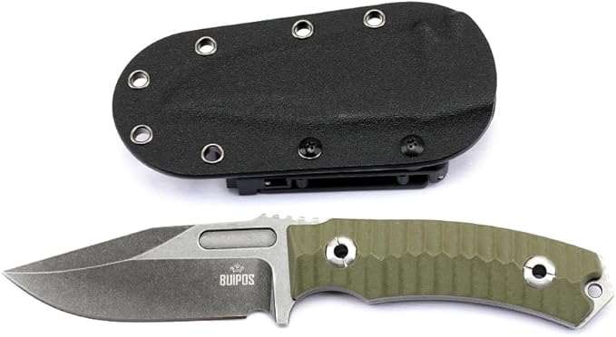 BD02 Fixed Edge Knife 22.9CM Stainless Steel Blade G10 Handle Full Edge EDC Tool Straight Knife for Work Camping Survival (Stone Wash Black Stone Wash White) (Green handle and black blade)