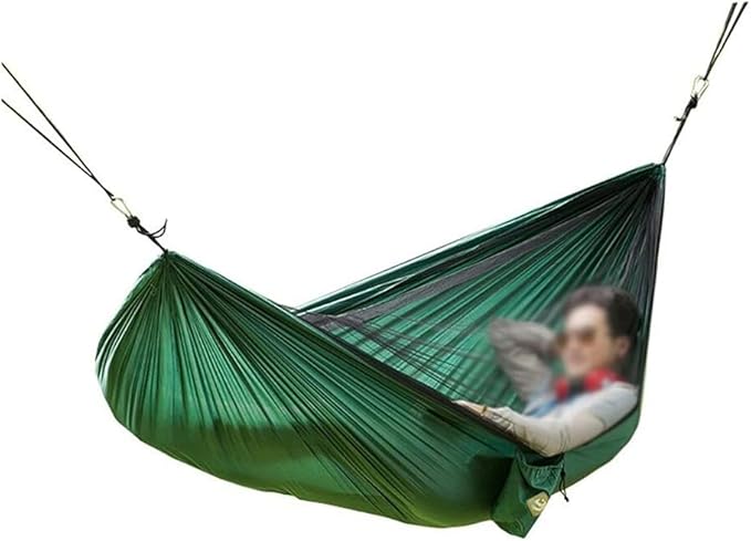 Portable Hammock Nylon Double Parachute Cloth Hammock with Hanging Chair Outdoor Camping （Expand: 140 * 240 cm） for Backpacking Beach