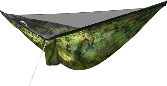 Portable Hammock Standhammock FrameElasticated Automatic Quick-open Ultra-light Nylon with Mosquito Net Hammock Suitable for Travelling and Camping(Camouflage)