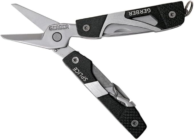 Gerber Gear Splice Pocket Knife EDC Multitool with Blade Scissors Screwdrive and Bottle Opener Black