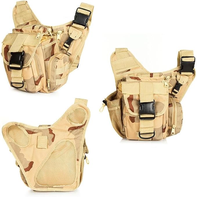 Outdoor Sports Hiking Sling Bag Shoulder Gear Pack Chest Range Bag Molle Camouflage Tactical Versipack - Tan