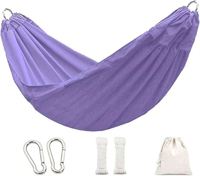 Portable Hammock Hammock with Spreader Bar Fabric Bed - for Outdoor Patio Porch and Yard Portable Hammocks for Backpacking Beach (Color : Purple)