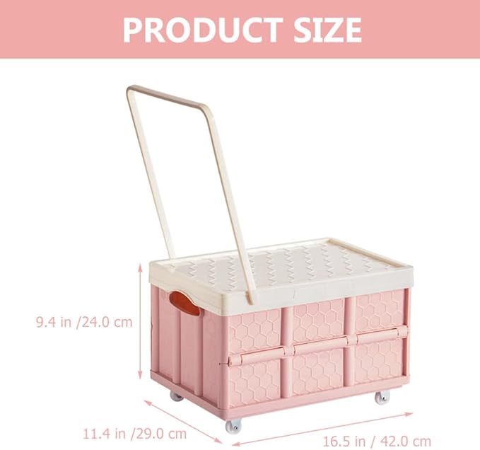 DOITOOL 2Pcs Collapsible Storage Bin with Lids Foldable Plastic Box for Clothes and Toys Large Stackable Container with Wheels Space-saving Storage for Home and Vehicle