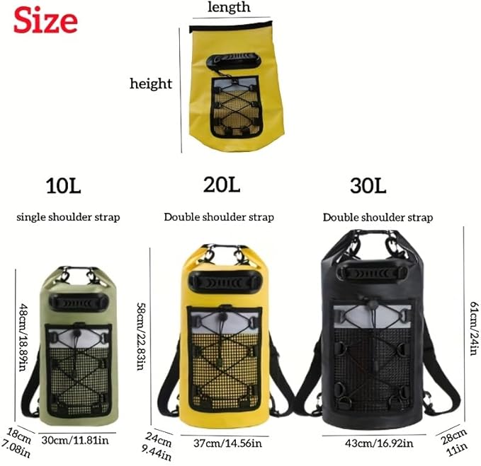 DASEB Swimming PVC Pack Dry Bag Backpack for Women Men 10L 20L Waterproof Shoulder Kayak Trekking Drifting Rafting Surfing Boating Bag(Green30L)