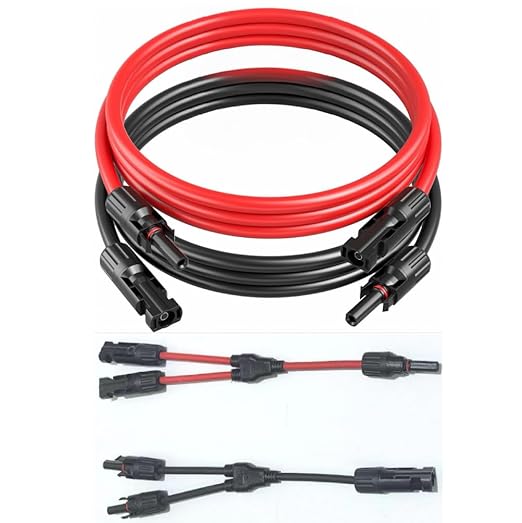 2pcs 10FT 10AWG Solar Extension Cable with Female and Male Connectorwith Extra 2pcs mc4 y connectors Adaptor Kit for Home Ship and RV Solar PanelsWaterproof Solar ExtensionCable Kit .