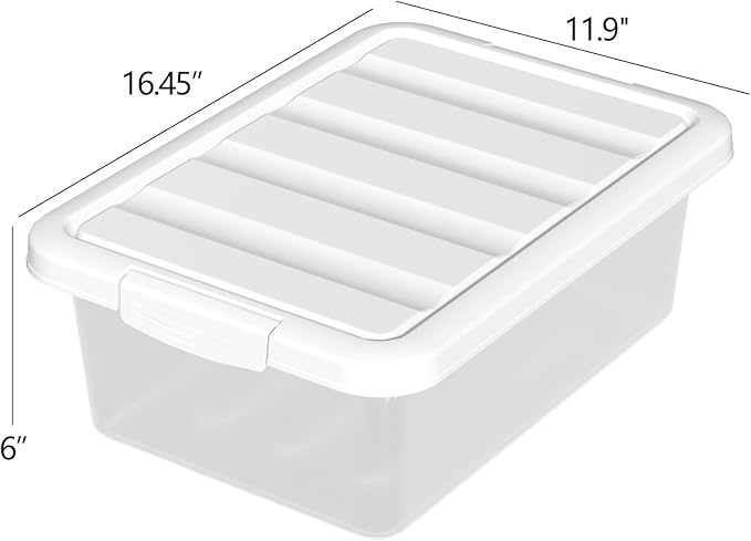 14 Quart Plastic Clear Storage Bin Stackable Latching Box with Lid 2 Packs