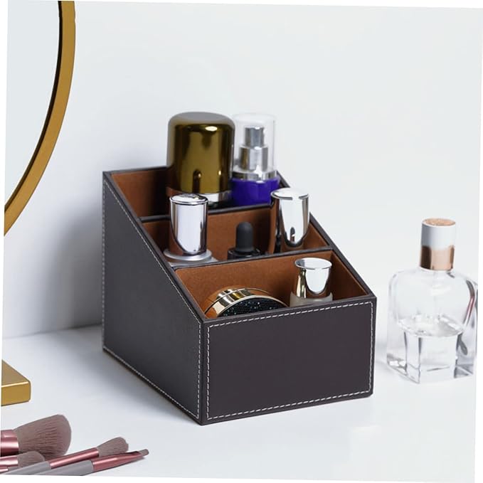 2pcs Faux Storage Box Organizer for Desktop Multi-functional Remote Control and Stationery Holder Smooth Stable Structure for Use
