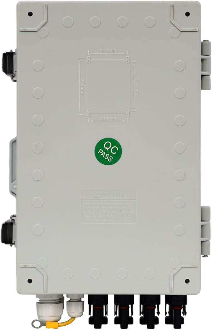 Solar 4 String PV Combiner Box with Lightning Arreste 15A Rated Current Fuse and 2P 63A Circuit Breakers for On/Off Grid Solar Panel System (4 String PV Combiner Box)