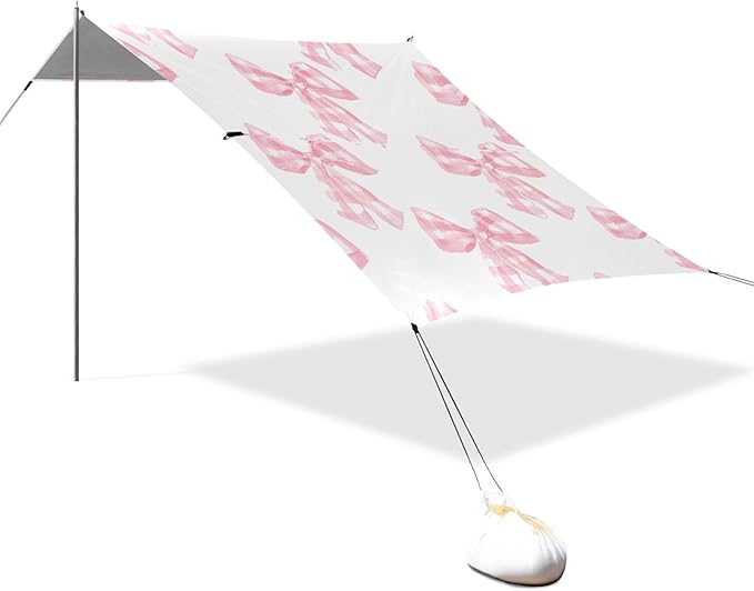 ALAZA Bows Checkered Pattern Beach Tent Sun Shelter Portable Canopy Sunshade for Outdoor Camping Picnics Backyard Fun 10x9 ft