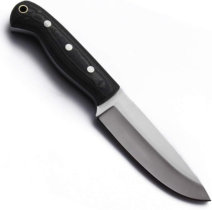 GCS Custom Handmade Black &amp White G10 Handle D2 Tool Steel Survival Tactical Hunting Fixed Blade Knife with Brown Leather Right or Left Hand Horizontal Fixed Blade Knife Sheath GCS229