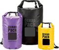 Waterproof Dry Bag Set of 3 – Roll Top Waterproof Bags 2L 5L 10L – 500D PVC Floating Dry Bags for Kayaking Camping Beach and Travel – Lightweight Compression Design