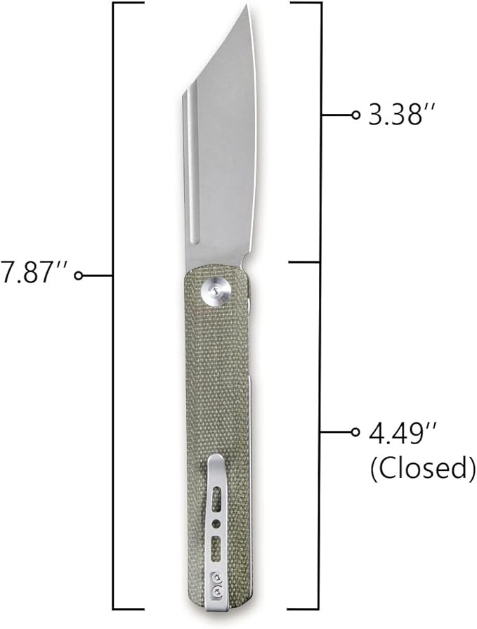 SENCUT Bronte Folding Pocket Knife with Front Flipper Opener 3.38 Inch Blade Green Micarta Handle SA08B
