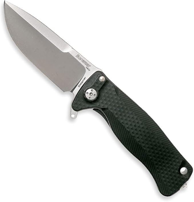 Lion Steel SR22A Sleipner Frame Lock Folding Pocket Knife - Machined Aluminum Handle IKBS Ball Bearing System Dual Carry Clip (Black Handle Satin Blade)