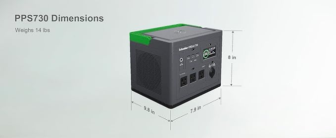 Schneider OffGrid 738Wh Portable Power Station PPS730 Portable Solar Generator with Wireless Charging Pad for Camping or Home