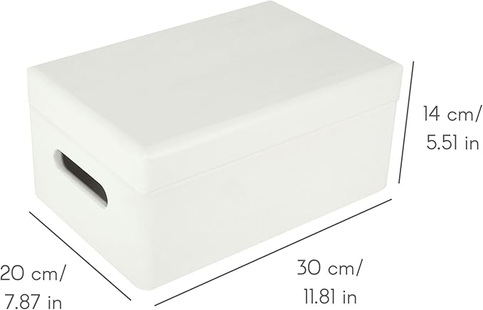 Creative Deco Large White Wooden Box Storage with Hinged Lid | 11.8x7.87x5.51in (+-0.5) | Keepsake with Handles | Gift Box for Tool Dog Toy Shoes Kitchen Storage | Wood Keepsake Chest Trunk
