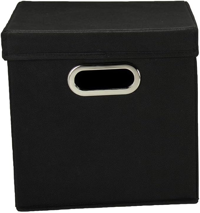Household Essentials 34-1 Decorative Storage Cube Set with Removable Lids | Black | 2-Pack