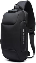 Sling Bag for Men Anti Theft Backpacks With USB Charger Travel Hiking Chest Bag Daypack Water Proof Sports Mountaineering(Black)