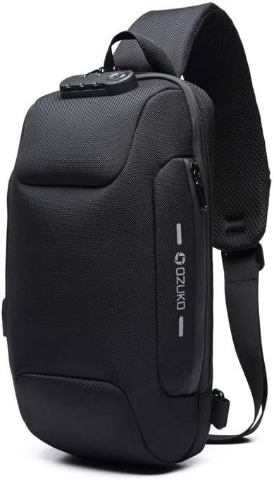 Sling Bag for Men Anti Theft Backpacks With USB Charger Travel Hiking Chest Bag Daypack Water Proof Sports Mountaineering(Black)
