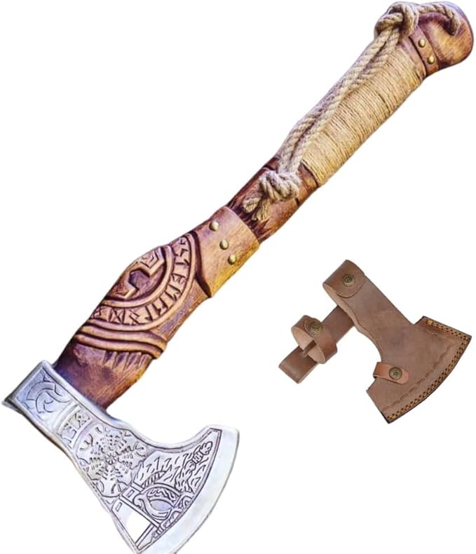 Hand-Forged Custom Axe for Wood Battle Full Functional Viking Axe Battle Axe Bearded Axe Viking Axe Real Weapon Tomahawk Axe Throwing Axe Norse Axe Medieval Axe war Axe Viking Weapons