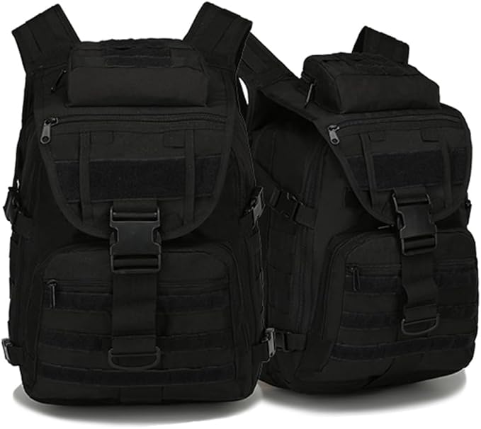 Outdoor Tactical Backpack Military Molle Bag Hiking Daypacks for Camping Trekking Hunting Traveling Motorcycle (Black)