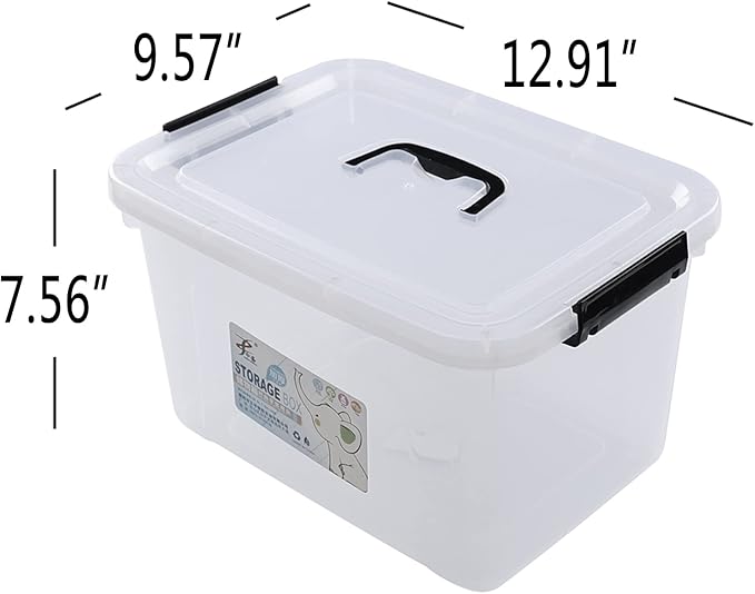 4-Pack 10.5 Quart Clear Latch Storage Box with Lid Plastic Storage Latch Bin