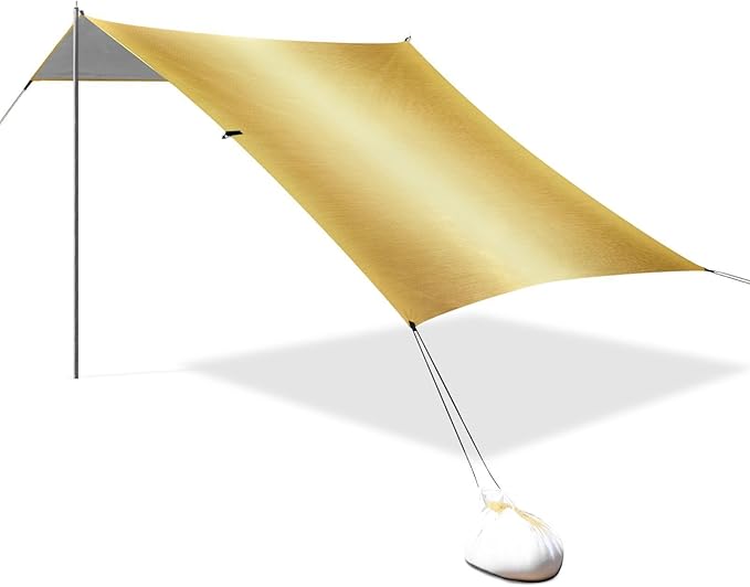 Gold Gradient Foldable Beach Cabana UPF50+ Lightweight Large Portable Sun Shelter with Carrying Bag for Backyard and Camping