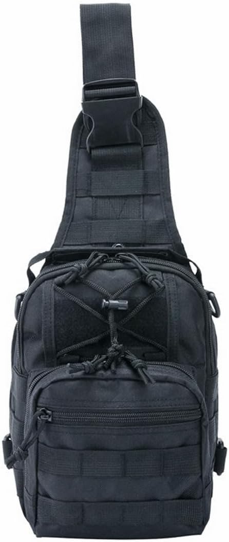 Tactical Sling Bag Pack Military Rover Shoulder Sling Backpack EDC Molle Assault Range Bag (Black)
