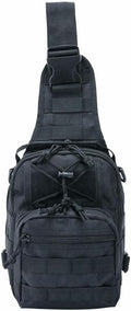 Tactical Sling Bag Pack Military Rover Shoulder Sling Backpack EDC Molle Assault Range Bag (Black)
