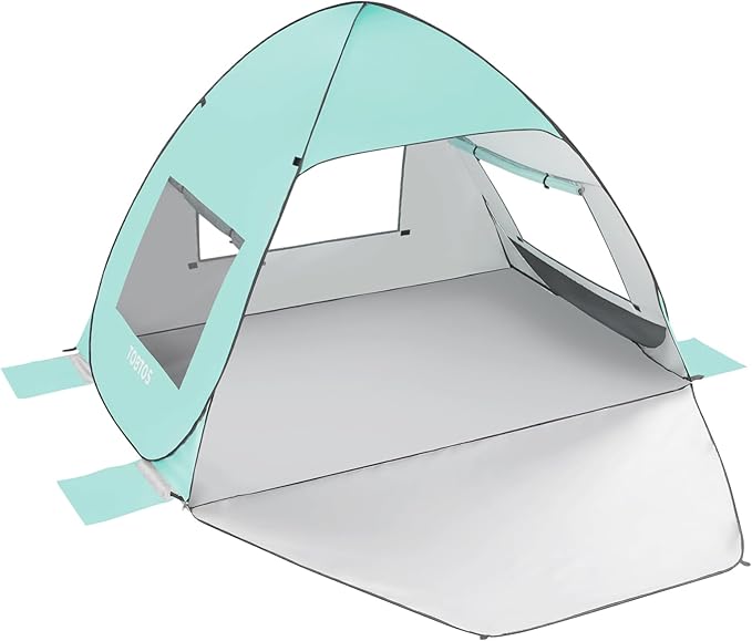 TOBTOS UPF 50+ Pop Up Beach Tent Easy Set Up Beach Umbrella Sun Shelter for 2-3 People UV Protection Portable Sunshade Baby Canopy Cabana Lightweight with Carry Bag