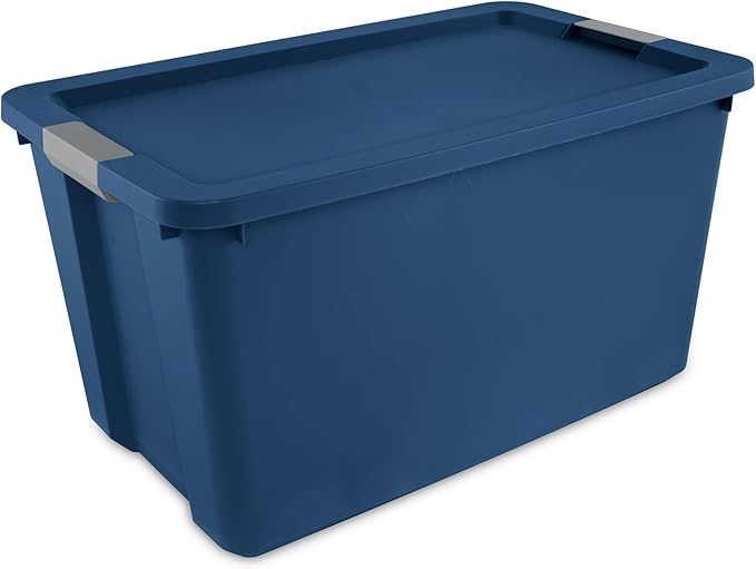 Extra Large 34 Gallon Storage Bin with Secure Latching Lid Plastic Storage Container Tote Box Blue for Garage Basement Home Organization