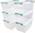 6 Packs 20 L Latching Plastic Storage Box Clear Stackable Storage Container Bins with Lids
