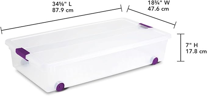 Sterilite 16-Pack 60 Quart ClearView Latch Box Wheeled Underbed Organizer Bins with Latching Lids - Clear Plastic Organization Containers for Closet Bedroom Shelving Units and Everyday Home Storage
