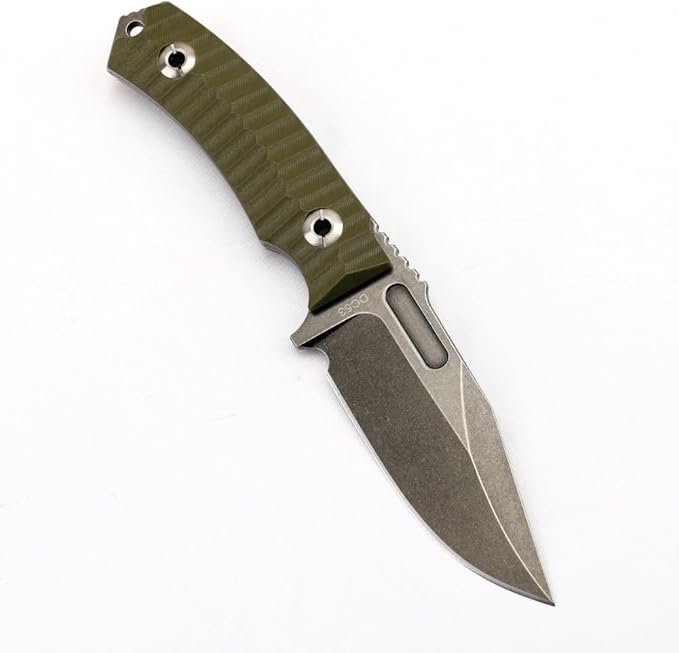 BD02 Fixed Edge Knife 22.9CM Stainless Steel Blade G10 Handle Full Edge EDC Tool Straight Knife for Work Camping Survival (Stone Wash Black Stone Wash White) (Green handle and black blade)