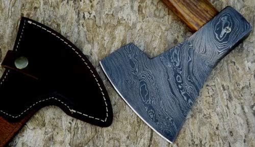 Axe Damascus Steel 17 Rose Wood Handle Axe/Hand Forged Woodsman Axe