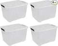 70 Quart Large Plastic Storage Bins with Wheels 4-Pack Clear Organizing Containers Boxes with Lids Nestable Stackable