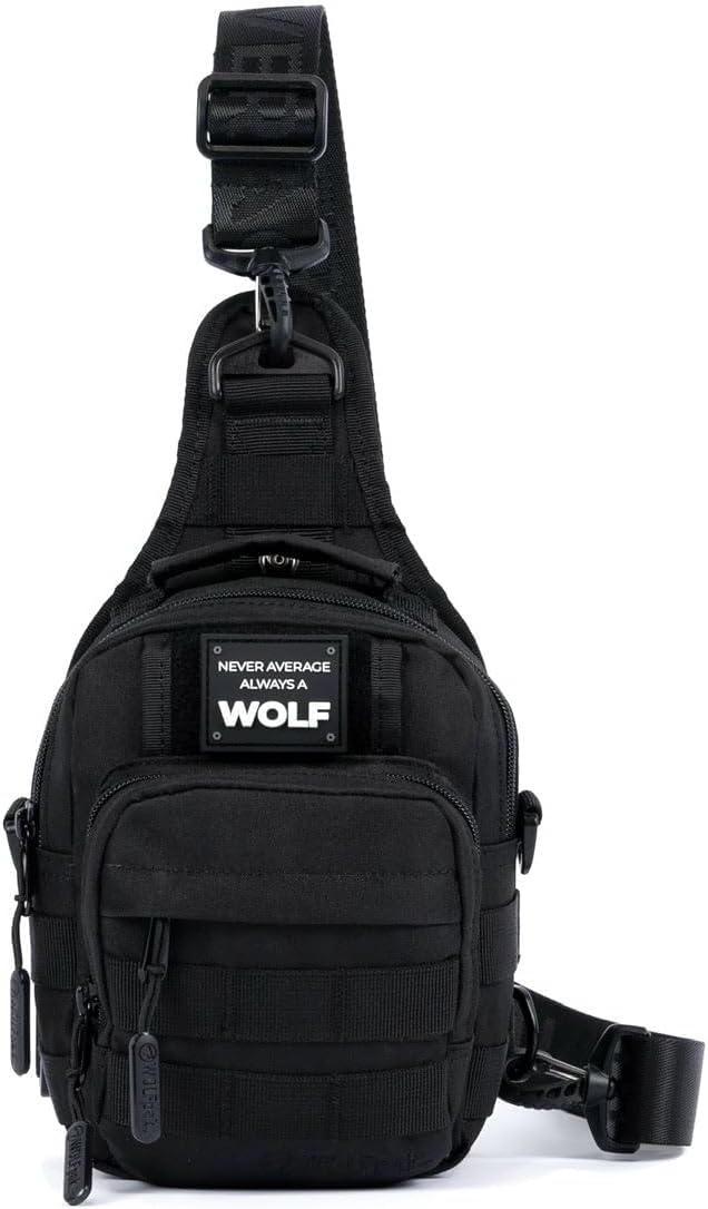 WOLFpak 4L Mini Tactical Sling Bag (Alpha Black) Compact Crossbody Backpack for Gym Travel &amp EDC | Tactical Shoulder Bag with Multiple Pockets – Lightweight Durable Sling Pack for Men &amp Wome