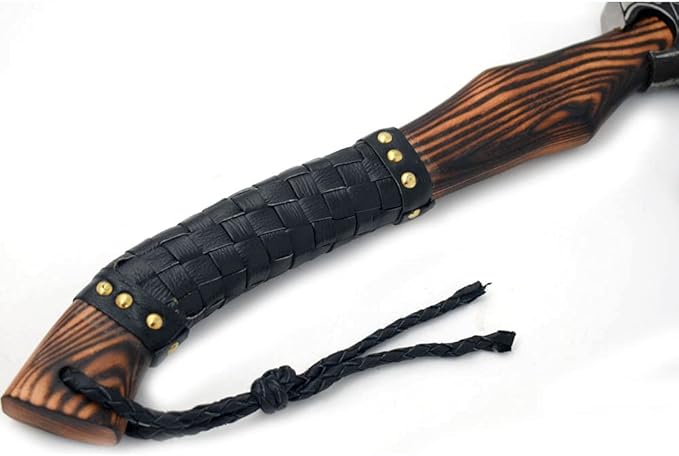 Medieval Style Viking Hatchet – Handmade Hand Forged Tomahawk Axe for Camping &amp Hunting (Black &amp Brown 6054)