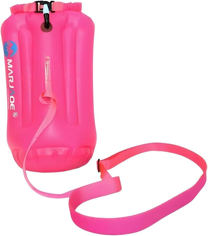 Swim Buoy Waterproof Dry Bag Lightweight Versatile Roll Top Sack 20L for Snorkeling Paddling Canoeing Sailing Boating Rose Red