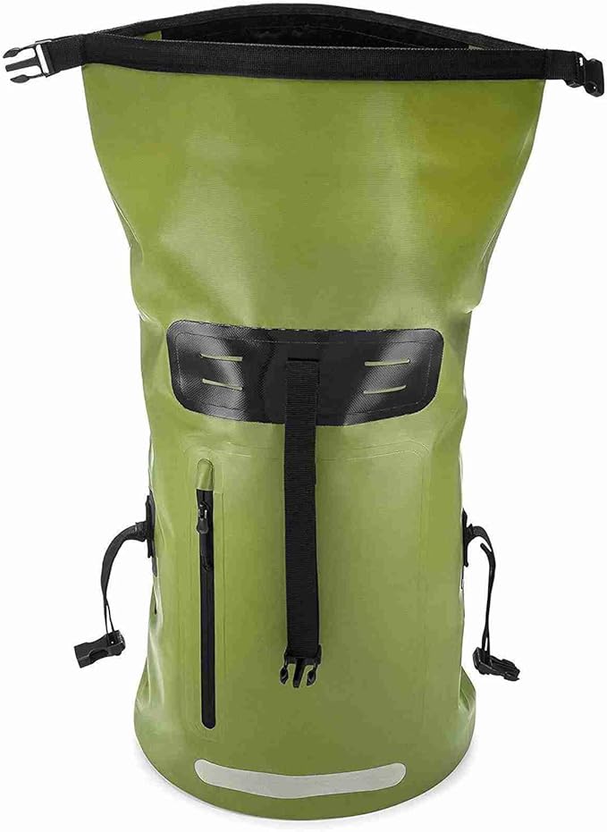 Drfeify Heavy Duty Dry Bag Backpack for Kayaking Boating SplashProof RollTop Bag for Quick Items MOLLE System Looping 35L PVC Black (Army green)