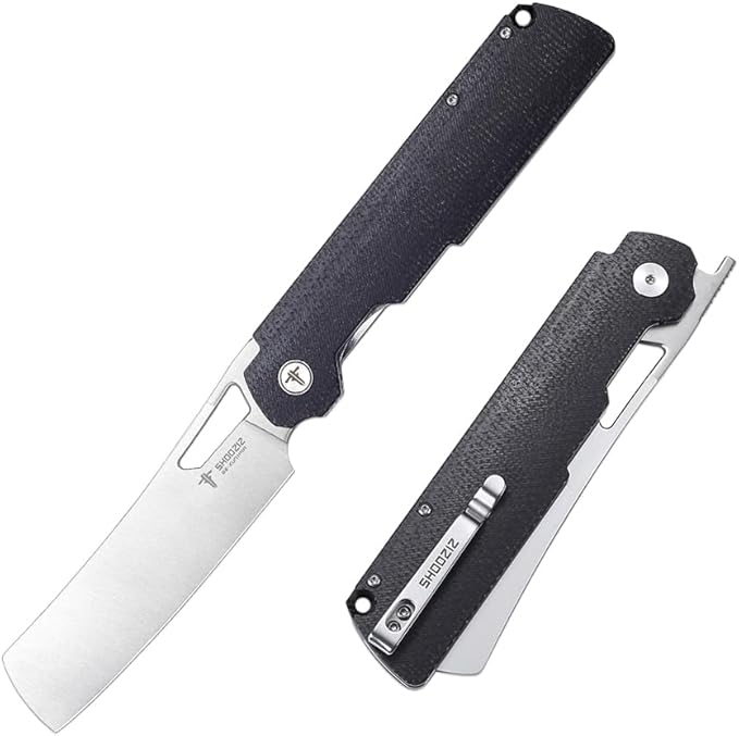 EDC Outdoor Folding Knife 4.01 Camping Chef Pocket Knife for Man Micarta Handle with Pocket Clip for Outdoor Cooking Fishing &amp Hiking.59-60 HRC D2 Steel Satin Blade. XUN119A-BMS