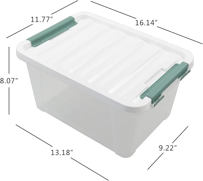 20 Quart Clear Plastic Bin with Lid Latching Storage Box 6 Packs