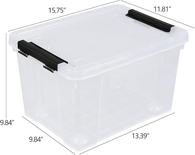4 Packs 22 Qt. Plastic Storage Bins with Lids Stackable Organization Bins Storage Containers Box with Latches Clear