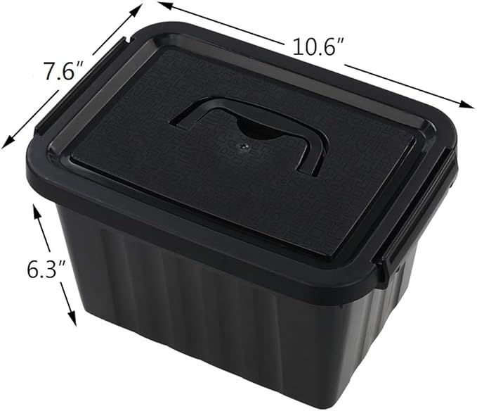 6 Quart Black Plastic Storage Latching Box Bin with Handles 6 Packs