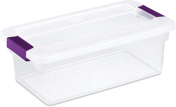 Sterilite 6 Qt ClearView Latch Storage Box Stackable Bin with Latching Lid Plastic Container to Organize Shoes in Closet Clear Base Lid 12-Pack